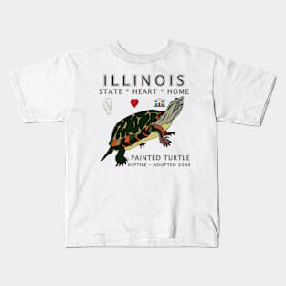 Illinois - Painted Turtle - State, Heart, Home - State Symbols Kids T-Shirt